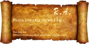 Ruzsinszky Armilla névjegykártya